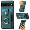 thumbnail image 1 of Compatible with Google Pixel 6A Case Wallet with Card Holder, 360°Rotation Finger Ring Holder Kickstand Protective Premium PU Leather Back Flip Magnetic Clasp Shockproof Cover,Green, 1 of 8