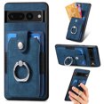 thumbnail image 1 of Compatible with Google Pixel 6A Case Wallet with Card Holder, 360°Rotation Finger Ring Holder Kickstand Protective Premium PU Leather Back Flip Magnetic Clasp Shockproof Cover,Blue, 1 of 8