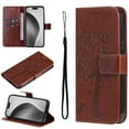 thumbnail image 1 of Compatible with Google Pixel 6A Case Wallet Case with Kickstand Credit Card Holder Slots Cute Cat Butterfly & Tree Embossed Premium PU Leather Protective Phone Case with Wrist Strap,Brown, 1 of 8