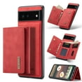 thumbnail image 1 of Compatible with Google Pixel 6A Removable 2 in 1 Wallet Case,Retro Premium PU Leather Cell Phone Back Cover Magnetic Detachable with Trifold Wallet Credit Card Cash Holder Kickstand Case,Red, 1 of 9