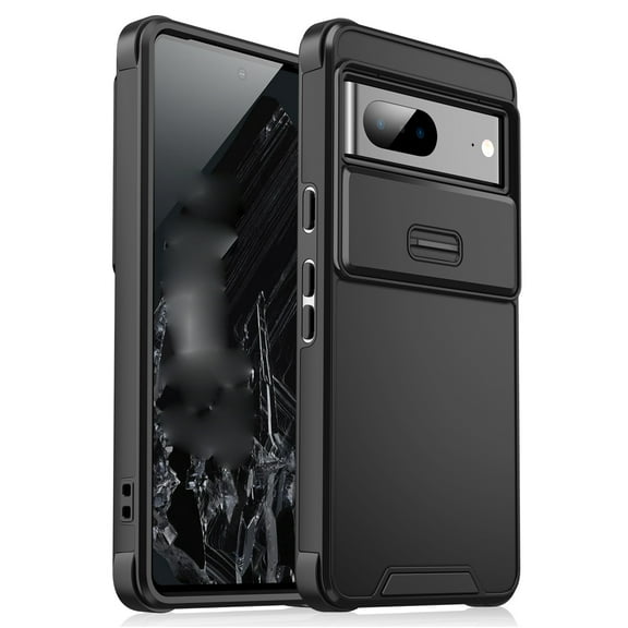 Compatible with Google Pixel 6a Phone Case, Camera Protection Cover with Slide Lens Cover,[Military Grade Drop Protection] Slim Shockproof Anti-fall Anti-scratch Non-slip Phone Case,Black