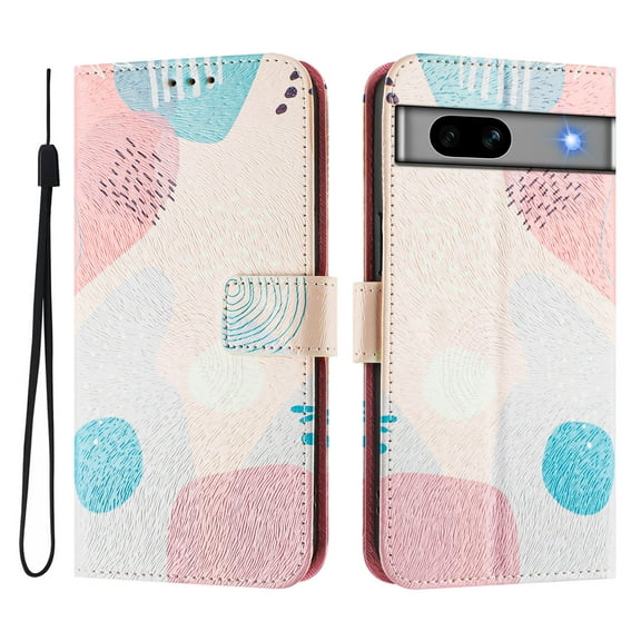 Compatible for Google Pixel 6a Wallet Case, Painting Pattern Premium PU Leather [Credit Card Holder] [Wrist Strap] Flip Stand Feature Purse Case Full Protective Pattern Cover, Graffiti