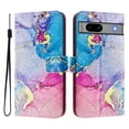 thumbnail image 1 of Compatible for Google Pixel 6a Wallet Case, Painting Pattern Premium PU Leather [Credit Card Holder] [Wrist Strap] Flip Stand Feature Purse Case Full Protective Pattern Cover, Coloful Marble, 1 of 15