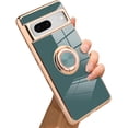 thumbnail image 1 of Compatible with Google Pixel 7 5G Case Heart Plating Kickstand Mental Ring Luxury Elegant Case Camera Protector TPU Shockproof Protective Back Cover Designed for Google 7 5G Case -Green, 1 of 10