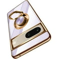 thumbnail image 1 of Compatible with Google Pixel 7 5g Cell Phone Case Ultra Slim Thin with 360°Finger Ring Stand Metal Electroplated Soft TPU Frame Full Body Shock-Absorption Bumper Hard Back Mobile Cover-Purple, 1 of 14