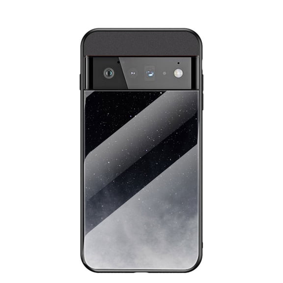 Compatible with Google Pixel 7 Case,Cute Starry Sky Patterned  Fashionable Tempered Glass Back with Soft Silicone Bumper Lightweight Protective Phone Case,Starry Sky