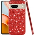 thumbnail image 1 of Compatible with Google Pixel 7 Case Glitter Shockproof,Google Pixel 7 Phone Case Bling Sparkly Soft TPU and PC Silicone Shiny Girl Women Thin Protective Cover (Red), 1 of 14
