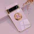 thumbnail image 1 of Compatible with Google Pixel 7 Case with Rotatable Magnetic Ring Holder Kickstand, Soft TPU Plating Rose Gold Electroplated Shockproof Protective Phone Case Cover, 1 of 9