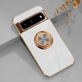 thumbnail image 1 of Compatible with Google Pixel 7 Case with Rotatable Magnetic Ring Holder Kickstand, Soft TPU Plating Rose Gold Electroplated Shockproof Protective Phone Case Cover, 1 of 8