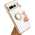 thumbnail image 1 of Compatible with Google Pixel 7 Plus 5G Case Heart Plating Kickstand Mental Ring Luxury Elegant Case Camera Protector TPU Shockproof Back Cover Designed for Google 7 Plus 5G Case -White, 1 of 10