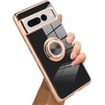 thumbnail image 1 of Compatible with Google Pixel 7 Plus 5G Case Heart Plating Kickstand Mental Ring Luxury Elegant Case Camera Protector TPU Shockproof Back Cover Designed for Google 7 Plus 5G Case -Black, 1 of 10