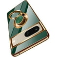 thumbnail image 1 of Compatible with Google Pixel 7 Pro 5g Cell Phone Case Ultra Slim Thin with 360°Finger Ring Stand Metal Electroplated Soft TPU Frame Full Body Shock-Absorption Bumper Hard Back Mobile Cover-Green, 1 of 14