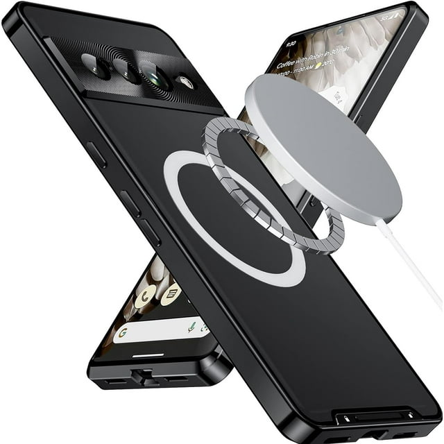 Compatible Google Pixel 7 Pro Case with Magnetic Adsorption & Safety Lock,Luxury Translucent Clear PC with Metal Black Cover Google Pixel Pro 7 Protective Phone Case for Google Pixel 7 Pro Case