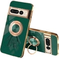 thumbnail image 1 of Compatible with Google Pixel 7 Pro Case Silicone TPU Shockproof Google Pixel 7 Pro Phone Case Plating Astronaut Cute Pattern Cases with Ring (Dark Green), 1 of 14