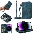 thumbnail image 1 of Compatible with Google Pixel 7 Pro Wallet Case, [6 Card Slots] Removable Adjustable Crossbody Necklace Lanyard Shoulder Strap Zipper PU Leather Case for Google Pixel 7 Pro,Blue, 1 of 6