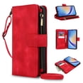 thumbnail image 1 of Compatible with Google Pixel 7 Pro Wallet Case with Hand Wrist + Crossbody Shoulder Strap, RFID Blocking Shockproof Cards Holder Zipper Pocket Phone Case for Google Pixel 7 Pro, Red, 1 of 7