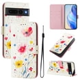 thumbnail image 1 of Compatible for Google Pixel 7 Pro Wallet Case, Painting Pattern Premium PU Leather [Credit Card Holder] [Wrist Strap] Flip Stand Feature Purse Case Full Protective Pattern Cover, Flower, 1 of 15