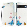 thumbnail image 1 of Compatible for Google Pixel 7 Pro Wallet Case, Painting Pattern Premium PU Leather [Credit Card Holder] [Wrist Strap] Flip Stand Feature Purse Case Full Protective Pattern Cover, Blue Butterfly, 1 of 15