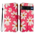 thumbnail image 1 of Compatible for Google Pixel 7 Pro Wallet Case, Painting Pattern Premium PU Leather [Credit Card Holder] [Wrist Strap] Flip Stand Feature Purse Case Full Protective Pattern Cover, Pink Flower, 1 of 14