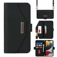 thumbnail image 1 of Compatible with Google Pixel 7 Pro Wallet Case, Premium PU Leather Card Slots Removable Adjustable Crossbody Strap Magnetic Leather Case with Kickstand & Make-up Mirror for Google Pixel 7 Pro, Black, 1 of 5