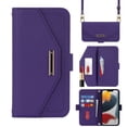 thumbnail image 1 of Compatible with Google Pixel 7 Pro Wallet Case, Premium PU Leather Card Slots Removable Adjustable Crossbody Strap Magnetic Leather Case with Kickstand & Make-up Mirror for Google Pixel 7 Pro, Purple, 1 of 5