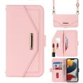 thumbnail image 1 of Compatible with Google Pixel 7 Pro Wallet Case, Premium PU Leather Card Slots Removable Adjustable Crossbody Strap Magnetic Leather Case with Kickstand & Make-up Mirror for Google Pixel 7 Pro, Pink, 1 of 5