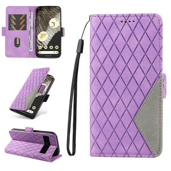 Compatible with Google Pixel 7 Pro Wallet Flip Case, Classic PU Leather Shockproof Protective for Men Women Card Slots Kickstand Magnetic Closure Cover for Google Pixel 7 Pro, Purple