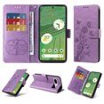 thumbnail image 1 of Compatible with Google Pixel 7 Wallet Case with Card Holder & Cash Slot [RFID Blocking],Wallet Wristlet Pressed Butterfly Flower PU Leather Magnetic Flip Folio Cover for Women Men,Purple, 1 of 10