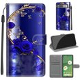 thumbnail image 1 of Compatible with Google Pixel 7 Wallet Case for Men Women, Premium PU Leather Flip Cover with Card Holder, Wrist Strap, Kickstand Shockproof Magnetic Clasp Case, Blue Rose + Golden Butterfly, 1 of 7