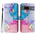 thumbnail image 1 of Compatible for Google Pixel 7 Wallet Case, Painting Pattern Premium PU Leather [Credit Card Holder] [Wrist Strap] Flip Stand Feature Purse Case Full Protective Pattern Cover, Coloful Marble, 1 of 15