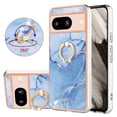 thumbnail image 1 of Compatible with Google Pixel 7A Case, Fantastic Marble Patterned Phone Case Anti-Scratch Slim Hybrid Hard Plastic Bumper+Soft Silicone TPU with Ring Kickstand Bumper Shockproof Cover,Blue, 1 of 10