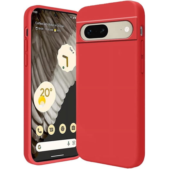 Compatible with Google Pixel 7A Case Shockproof, Ultra Slim Google Pixel 7A Phone Case Silicone Protective Cases Soft with Anti-Scratch Microfiber Lining (Red)