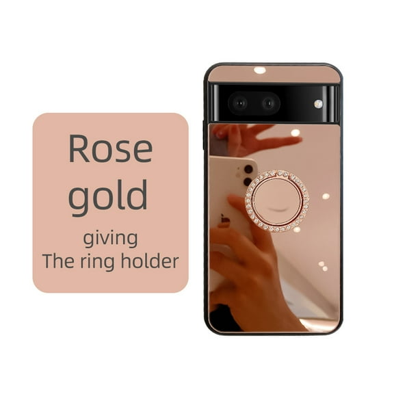 Compatible with Google Pixel 7A Makeup Mirror Case Bling Diamond Glitter Rhinestone with Ring Holder Stand Kickstand Luxury Cute Shockproof for Girls Women Case for Google Pixel 7A,
Rosegold