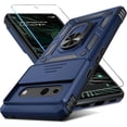thumbnail image 1 of Compatible with Google Pixel 7a Case Built in Slide Camera Lens Cover+Screen Protector+Finger Ring Holder Kickstand,Heavy Duty Shockproof Full Body Protective Phone Cover,2023 Blue, 1 of 16