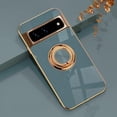 thumbnail image 1 of Compatible with Google Pixel 8 Case with Rotatable Magnetic Ring Holder Kickstand, Soft TPU Plating Rose Gold Electroplated Shockproof Protective Phone Case Cover, 1 of 7