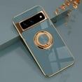 thumbnail image 1 of Compatible with Google Pixel 8 Case with Rotatable Magnetic Ring Holder Kickstand, Soft TPU Plating Rose Gold Electroplated Shockproof Protective Phone Case Cover, 1 of 7