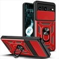 thumbnail image 1 of Compatible with Google Pixel 8 Case with Sliding Camera Lens Cover and Ring Kickstand Heavy Duty Military Grade Rugged Protection Shockproof Back Phone Cover for Google Pixel 8, Red, 1 of 8