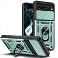 thumbnail image 1 of Compatible with Google Pixel 8 Case with Sliding Camera Lens Cover and Ring Kickstand Heavy Duty Military Grade Rugged Protection Shockproof Back Phone Cover for Google Pixel 8, Green, 1 of 8
