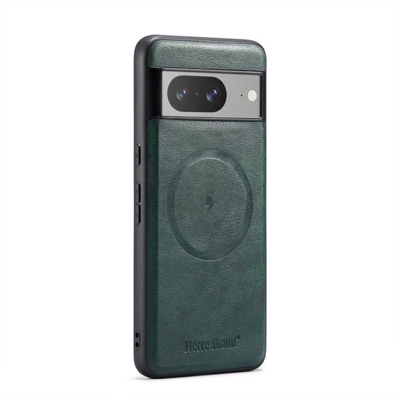 Compatible with Google Pixel 8 Magnetic Case, Classic Premium PU Leather TPU Hybrid MagSafe Ultra Slim Protective Skin Friendly Shockproof Case Cover for Google Pixel 8, Green