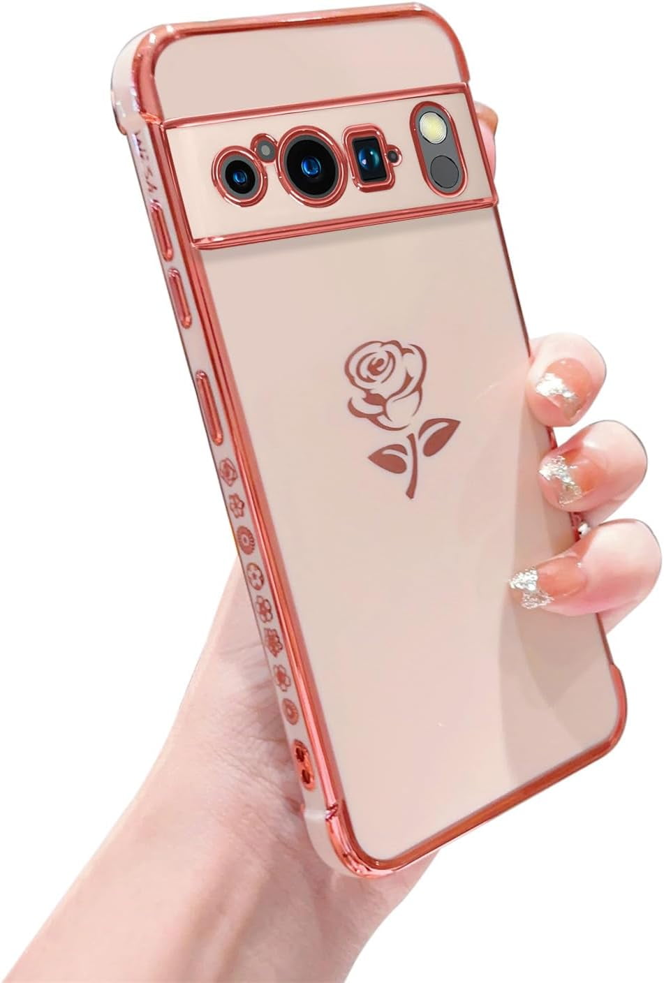 Google Pixel 8★SIMフリー★Roseケース付き！ Compatible with Google Pixel 8 Pro Case Cute Rose Flower Phone