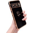 thumbnail image 1 of Compatible with Google Pixel 8 Pro Case Cute Rose Flower Phone Case for Women Luxury Plating Full Camera Lens Cover Shockproof Protect Soft Bumper Funda Pixel 8 Pro Case 6.7" (Black), 1 of 10