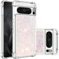 thumbnail image 1 of Compatible with Google Pixel 8 Pro Liquid Case Glitter Cute Clear Phone Case Shiny Floating Quicksand Shockproof Protective Soft TPU Girly Women Case for Google Pixel 8 Pro 5G Star Pink YB, 1 of 14
