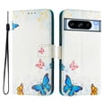 thumbnail image 1 of Compatible for Google Pixel 8 Pro Wallet Case, Painting Pattern Premium PU Leather [Credit Card Holder] [Wrist Strap] Flip Stand Feature Purse Case Full Protective Pattern Cover, Blue Butterfly, 1 of 15