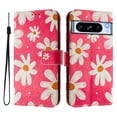 thumbnail image 1 of Compatible for Google Pixel 8 Pro Wallet Case, Painting Pattern Premium PU Leather [Credit Card Holder] [Wrist Strap] Flip Stand Feature Purse Case Full Protective Pattern Cover, Pink Flower, 1 of 14