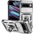 thumbnail image 1 of Compatible with Google Pixel 8 Pro Wireless Charging Case with Sliding Camera Cover Magnetic Car Mount Stand Non-Slip Heavy Duty Shockproof Full Body Protective Cover for Men Women, Silver, 1 of 8