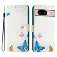 thumbnail image 1 of Compatible for Google Pixel 8 Wallet Case, Painting Pattern Premium PU Leather [Credit Card Holder] [Wrist Strap] Flip Stand Feature Purse Case Full Protective Pattern Cover, Blue Butterfly, 1 of 15