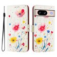 thumbnail image 1 of Compatible for Google Pixel 8 Wallet Case, Painting Pattern Premium PU Leather [Credit Card Holder] [Wrist Strap] Flip Stand Feature Purse Case Full Protective Pattern Cover, Flower, 1 of 15