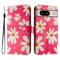 thumbnail image 1 of Compatible for Google Pixel 8 Wallet Case, Painting Pattern Premium PU Leather [Credit Card Holder] [Wrist Strap] Flip Stand Feature Purse Case Full Protective Pattern Cover, Pink Flower, 1 of 14