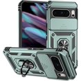 thumbnail image 1 of Compatible with Google Pixel 8 Wireless Charging Case with Sliding Camera Cover Magnetic Car Mount Stand Non-Slip Heavy Duty Shockproof Full Body Protective Cover for Men Women, Green, 1 of 16