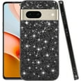 thumbnail image 1 of Compatible with Google Pixel 8a Case Glitter Shockproof, Google Pixel 8a Phone Case Bling Sparkly TPU and PC Silicone Shiny Girl Women Thin Protective Cover (Black), 1 of 14